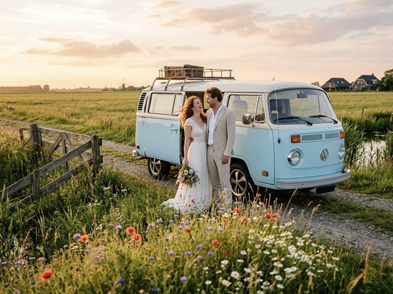 VW Bulli T2b Babyblue Princess 1974 Hochzeit NRW Wesel