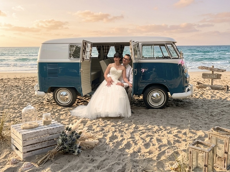 Hochzeitsbulli T1 blau mieten VW Bus Hochzeit Nordrhein Westfalen